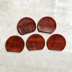 讃岐彫 スリ漆 半月形 銘々皿 5客セット 菓子皿 讃岐漆器 /HM-0239