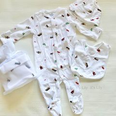 極美品 ラルフローレン ポロベア ロンパース 75 帽子 巾着 セット 足 