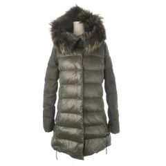 デュベティカ DUVETICA ダウンコート フーディ ミドル丈 ファー付き 切替 40 L チャコール グレー /CK7 ■GY18