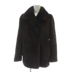 ムーンバット ファー Moonbat fur 毛皮コート ミンクファー ミドル 長袖 総裏地 ネーム刺繍入り 11 L 茶 ブラウン ■GY18 /MQ