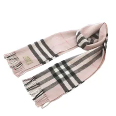 バーバリー BURBERRY マフラー ストール カシミヤ チェック柄 フリンジ ピンク /XZ ■GY19