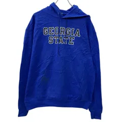 Champion プリントスウェット パーカー L ブルー チャンピオン プルオーバー フーディー スウェット ワンポイント 春秋物 a802-5124