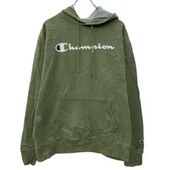 Champion プリントスウェット パーカー L カーキ チャンピオン プルオーバー フーディー スウェット ワンポイント 春秋物 a802-5125