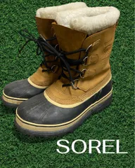 SOREL ソレル　CARIBOU カリブー　25.0cm スノーブーツ　ベージュブラック　ウォータープルーフ　防水加工ブーツ