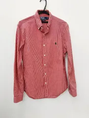 ポロ　ラルフローレン★赤白ストライプ　長袖シャツ　M