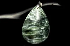 【１点物】シルバー925◇ロシア産 セラフィナイト　38x26mm　ドロップ ペンダントトップ パワーストーン 天然石 _PC9317