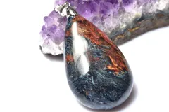 【１点物】シルバー925◇美しいシャトヤンシー ブルーピーターサイト　42x25mm　ドロップ ペンダントトップ パワーストーン 天然石 _PC9298