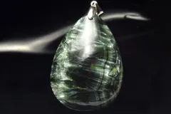 【１点物】シルバー925◇ロシア産 セラフィナイト　38x27mm　ドロップ ペンダントトップ パワーストーン 天然石 _PC9319