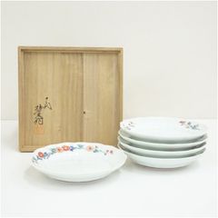 明治大正時代 九谷焼 高坂藤右衛門色絵 絵変わり皿 共箱（名鳥）6枚w18