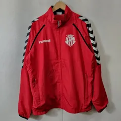 hummel ヒュンメル ジップアップ トラック ジャケット 裏地 メッシュ ウィンドブレーカー サイド デザイン スポーツ トレーニング サイン入り レッド系 L  B105のサムネイル