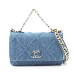 シャネル CHANEL ショルダーバッグ 19 ディズヌフ マトラッセ デニムブルー デニム CHANEL19 チェーンウォレット レディース Used A