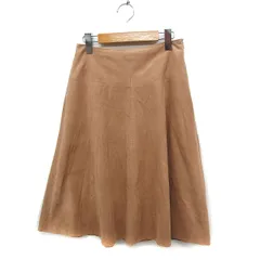 ナチュラルビューティーベーシック NATURAL BEAUTY BASIC スエードライク フレアスカート ひざ下 ミディ丈 無地 S ベージュ /FT41