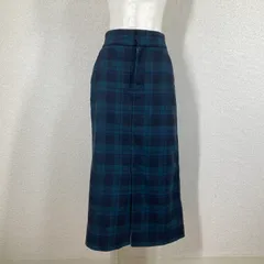 【グローバルワーク】スカート　GLOBAL WORK　M　緑　ウール　チェック柄 カジュアル　タイト　ウエストゴム Y2K フェアリーグランジ
