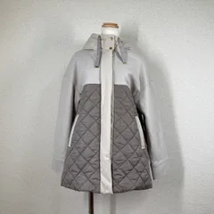 【ノーリーズ】コート NOLLEY’S　アウター　白　グレー　9　M　異素材キルティング　切替 ウール混素材　 Y2K　フェアリーグランジ