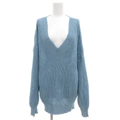 ジャーナルスタンダードレサージュ journal standard L'essage ペーパーコットンカタアゼVネックプルオーバー ニット セーター 長袖 水色 ライトブルー 20080370412010 /GV