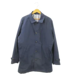 クロコダイル CROCODILE ステンカラージャケット ロング 背抜き ロゴ刻印ボタン L 紺 ネイビー  /MN18 ■GY18