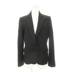 エマジェイムス EMMAJAMES テーラードジャケット 背抜き ストレッチ ストライプ 9 黒 ブラック /AH9