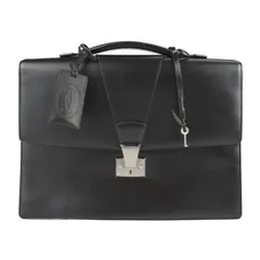 CARTIER カルティエ  ビジネスバッグ - カーフレザー ブラック シルバー金具  パシャ ブリーフケース 書類鞄 
