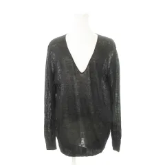 セオリー Theory リネンニット サマー セーター 長袖 麻 透け感 S 黒 ブラック /AH16 ■GY99