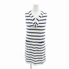 ケイトスペード KATE SPADE ワンピース プルオーバー ボーダー ノースリーブ ひざ丈 S 白 紺 ホワイト ネイビー /HO□ 0426 ☆AA★ ■GY35