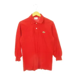 ラコステ LACOSTE ポロシャツ 長袖 七分袖 ロゴワッペン 鹿の子 コットン 2 XS 赤 レッド /AH9 ■GY44