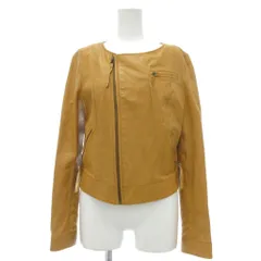 アンタイトル UNTITLED レザージャケット シープスキン ノーカラー キルティング 3 オレンジ /NU