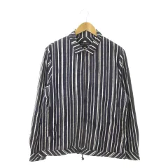 ザラマン ZARA MAN スイングトップ ジャケット ジップアップ 背抜き コットン ストライプ L 紺 ネイビー /MN17