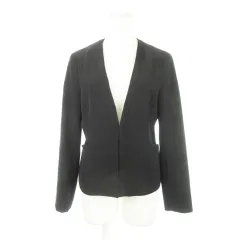 ロートレアモン LAUTREAMONT ノーカラージャケット Vカット 総裏地 ノーベント ウール混 38 M 黒 ブラック /AH22