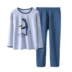 ルームウェア 長袖 部屋着 上下セットアップ キッズ 綿 肌着 パジャマ 寝間着 ボーイズ 男児 男の子 ジュニア 春夏秋冬 子供服 通気 柔軟 [HahaNice] 恐竜 100-160