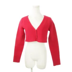 スナイデル SNIDEL カーディガン ニット Vネック 長袖 クロップド丈 金ボタン ハリ感 F ピンク /MN8 ■GY18