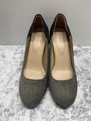 送料無料！！ORiental TRaffic　オリエンタルトラフィック　レディースパンプス　7.5cmヒール　ラメシルバー＆ブラックレース　結婚式　バッグリボン　パーティー用パンプス　24cm  #80205MO145