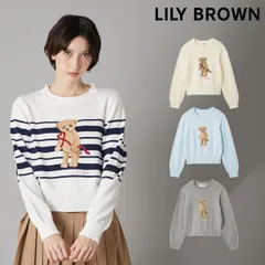 【新作10%OFF】【即納】リリー ブラウン LILY BROWN トップス 26春夏 Lily Bearハートサテンニット ミドル丈 長袖 lwnt261090