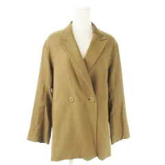 ミラオーウェン Mila Owen テーラードジャケット ダブル ミドル丈 総裏地 麻 リネン混 0 S 茶 ブラウン /AO11