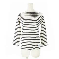 オーチバル ORCIVAL オーシバル バスクシャツ ボートネック 七分袖 ロゴワッペン ボーダー 1 S 紺 ネイビー /CK39