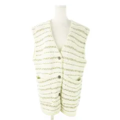 アーバンリサーチ ドアーズ URBAN RESEARCH DOORS FORK&SPOON ベスト ニットツイード フロントボタン Vネック ボーダー 総柄 1 S ベージュ /AO12