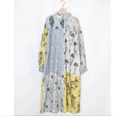 Scolar パッチワーク風総柄シャツワンピース