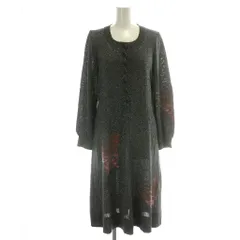 トヨコサイトウ toyoko saito ワンピース ロング ハーフスリーブ 七分袖 花柄 蝶々 ジャガード ラメ 灰 グレー /MP ■GY18