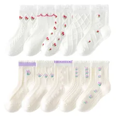キッズ ソックス フラワー レース フリル 可愛いお花の靴下 春夏 10足セット（４サイズ/14～26cm）