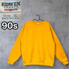 【極美品/USA製】90s EDWIN SPORTS スウェット XLマスタード ヴィンテージ エドウィン トレーナー プルオーバー トップス 黄色 US古着 長袖 大きいサイズのサムネイル