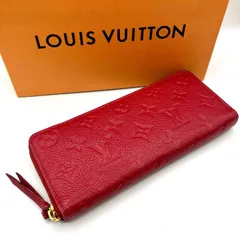 LOUIS VUITTON モノグラム アンプラント M61701 ポルトフォイユ・クレマンス レザン 長財布 レッド 鑑定済み 正規品 ルイ・ヴィトン