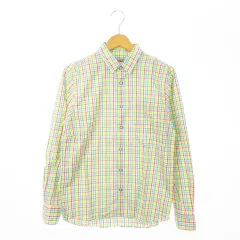 ビームス BEAMS QUALITY CLOTHES 長袖シャツ 胸ポケット チェック S 緑 グリーン /MN24 ■GY99