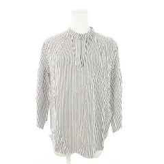 デミルクス ビームス Demi-Luxe BEAMS ブラウス ハイネック 七分袖 ストライプ 38 M 紺 ネイビー 白 ホワイト /MN20 ■GY99