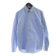 ラルフローレン RALPH LAUREN ボタンダウンシャツ 長袖 シャンブレー ステンカラー ロゴ S 青 ブルー ■GY14 /MQ