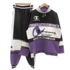 チャンピオン CHAMPION セットアップ スウェット プルオーバー イージーパンツ ロゴ刺繍 L M 紫 パープル 黒 ブラック /GV ■GY01