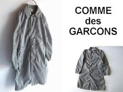 COMME des GARCONS コムデギャルソン コムコム ポリエステル ギンガムチェック 比翼 ステンカラーコート S ブラック ホワイト 白黒 tricot