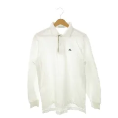 バーバリーズ Burberrys ヴィンテージ ポロシャツ 鹿の子 長袖 ロゴ刺繍 ノバチェック 白 ホワイト /MN24 ■GY18