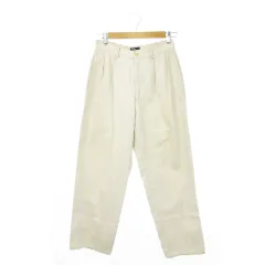 ポロ バイ ラルフローレン Polo by Ralph Lauren ヴィンテージ チノパン ワイドテーパード ハイウエスト ツータック ロゴ USA製 大きいサイズ 29 XL 白 オフホワイト /MN4 ■GY01
