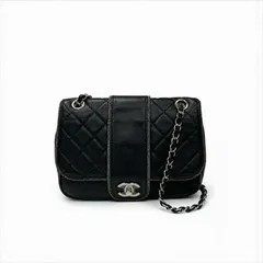 シャネル CHANEL バッグ ショルダーバッグ ラムスキン ブラック シルバー マトラッセ ターンロック ココマーク ダブルチェーン