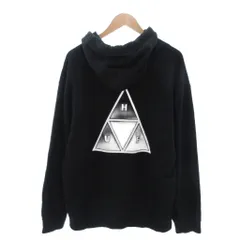 ハフ HUF パーカー フーディ プルオーバー 三角 トリプル トライアングル 裏起毛 XL 黒 ブラック PF00491