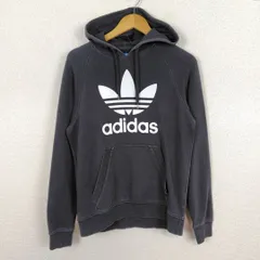 adidas アディダス スウェットパーカー ロゴプリント ブラック Lサイズ レディース 古着 ストリート スポーツMIX